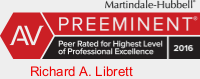 Martindale-Hubbell AV Preeminent | Peer Rated for Highest Level of Professional Excellence | 2016 | Richard A. Librett